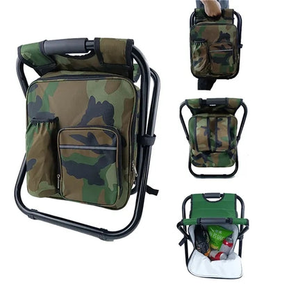 Folding Cooler Backpack Chair Fishing Stool