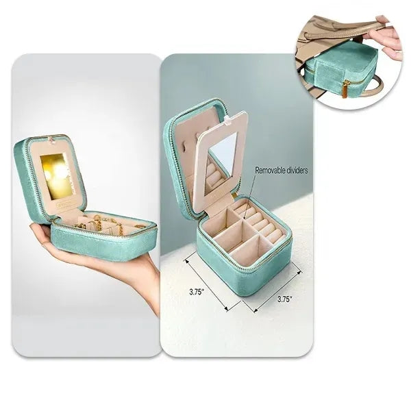 Plush Velvet Travel Jewelry Box Organizer