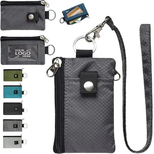 WaterResistant RFID Small Wallet with Lanyard Keychain