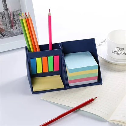 Cube Colorful Sticky Note Memo Pad Holder with Pen Stand