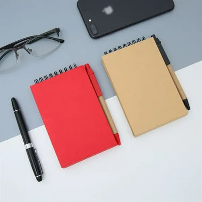 Three-Dimensional Kraft Paper Coil Sticky Note Set with Pen