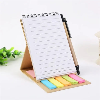 Three-Dimensional Kraft Paper Coil Sticky Note Set with Pen