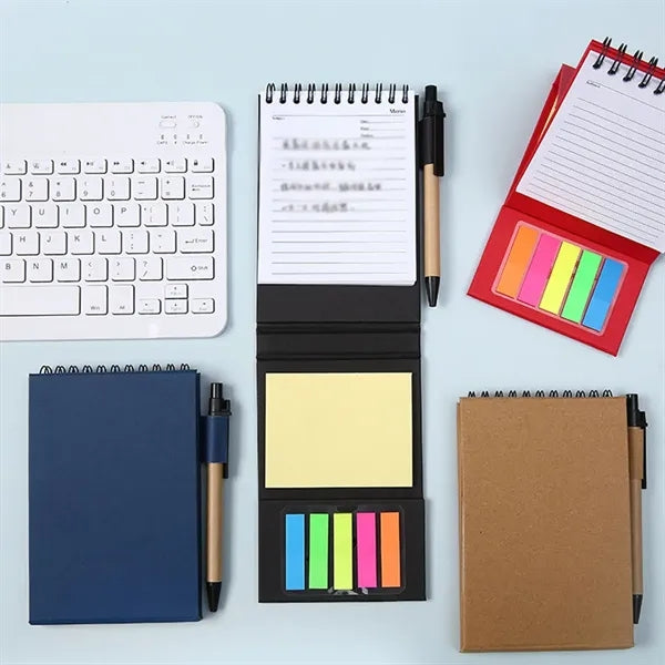 Three-Dimensional Kraft Paper Coil Sticky Note Set with Pen
