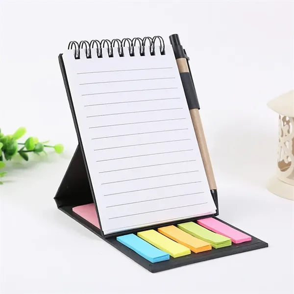 Three-Dimensional Kraft Paper Coil Sticky Note Set with Pen