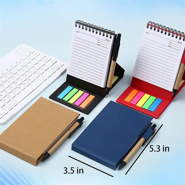 Three-Dimensional Kraft Paper Coil Sticky Note Set with Pen