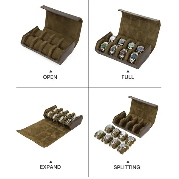Removable Genuine Leather Case for 8 Pcs Watches