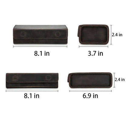 Portable Genuine Leather Eyeglass Case with Magnetic Closure