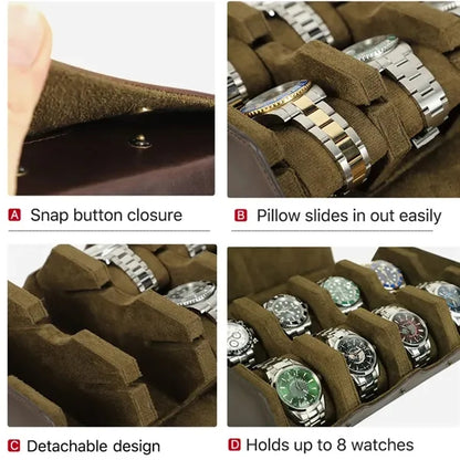 Removable Genuine Leather Case for 8 Pcs Watches