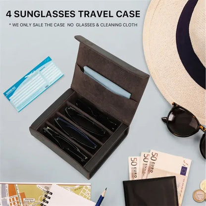 Portable Genuine Leather Eyeglass Case with Magnetic Closure