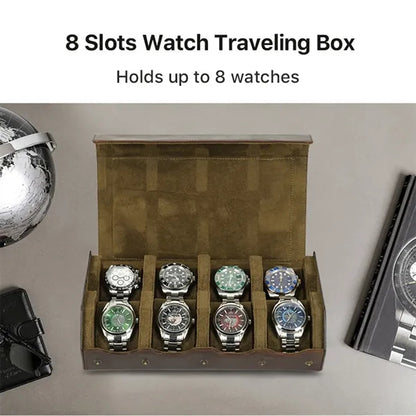 Removable Genuine Leather Case for 8 Pcs Watches