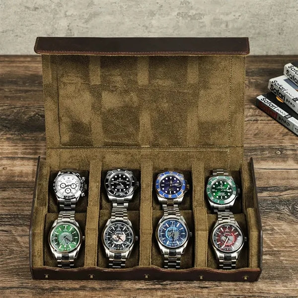 Removable Genuine Leather Case for 8 Pcs Watches