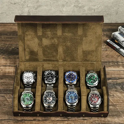 Removable Genuine Leather Case for 8 Pcs Watches