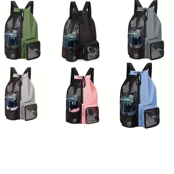 Swim Bag Mesh Drawstring Backpack