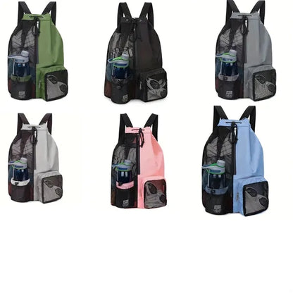 Swim Bag Mesh Drawstring Backpack