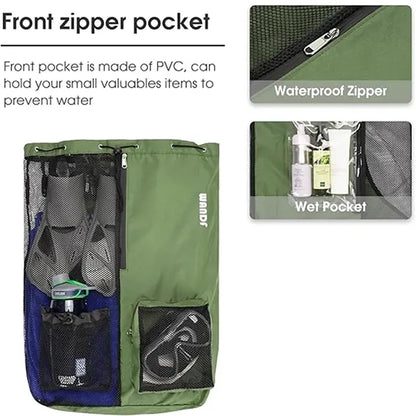 Swim Bag Mesh Drawstring Backpack