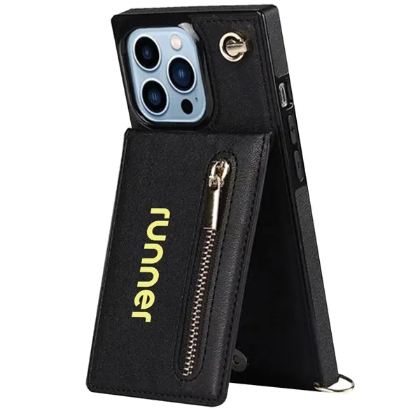 Crossbody Lanyard Leather Phone Wallet Case for iPhone