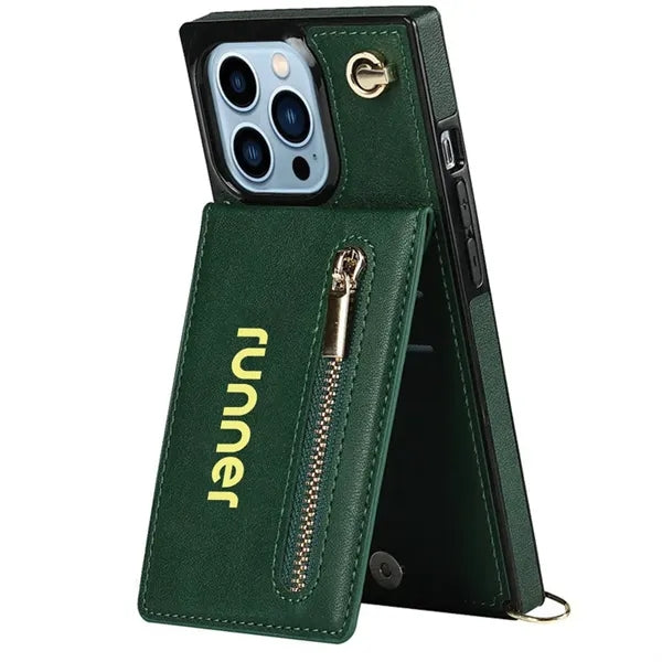 Crossbody Lanyard Leather Phone Wallet Case for iPhone