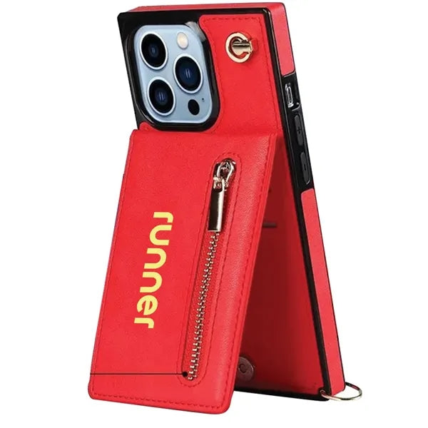 Crossbody Lanyard Leather Phone Wallet Case for iPhone