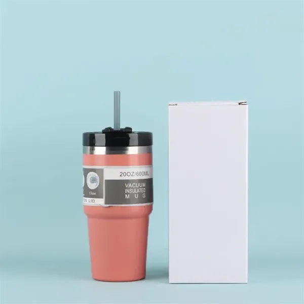 20 Oz Steel Vacuum Insulated Tumbler W/ Lid & Straw