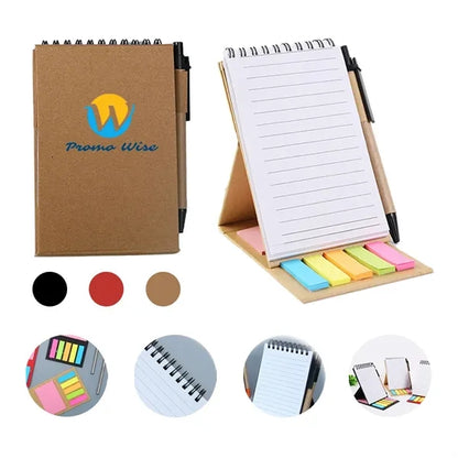 Three-Dimensional Kraft Paper Coil Sticky Note Set with Pen