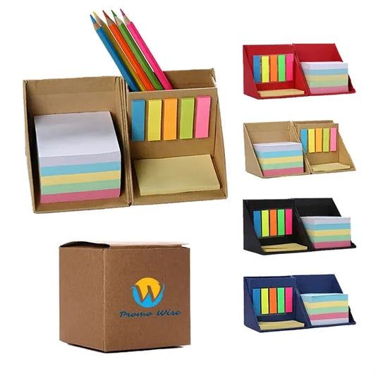 Cube Colorful Sticky Note Memo Pad Holder with Pen Stand