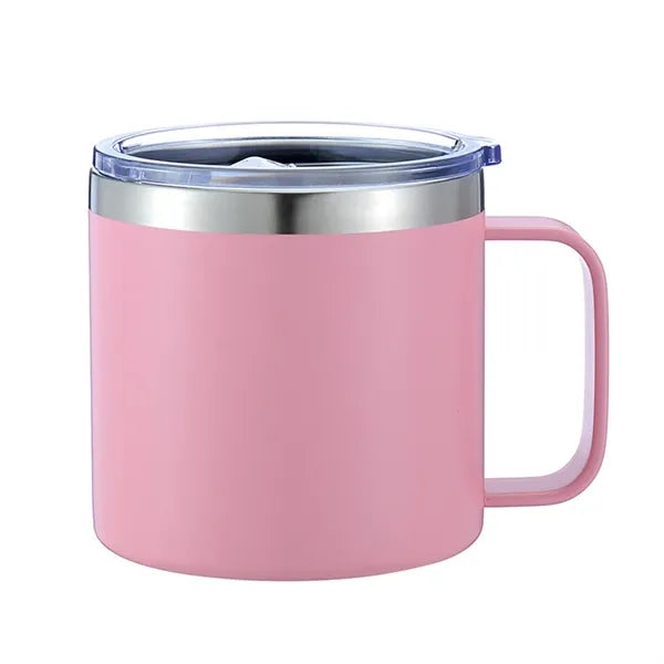 14Oz Stainless Steel Vacuum Camping Mug With Handle