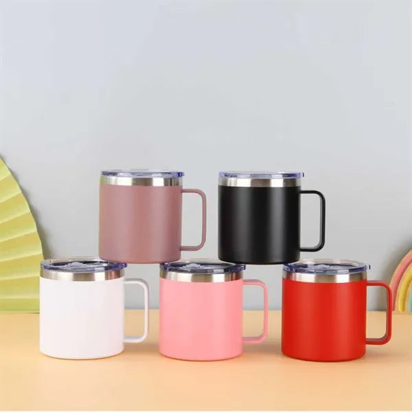 14Oz Stainless Steel Vacuum Camping Mug With Handle