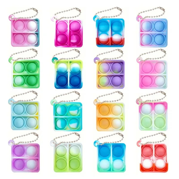 2"x2" Mini Square Fidget Pop It Keychain