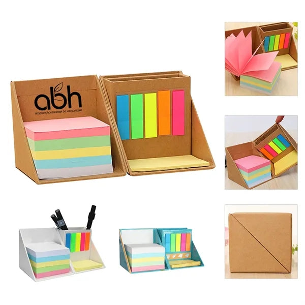 Sticky Notes Cube Box with Pen Holder