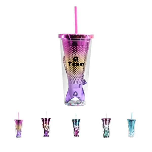 12Oz BPA-Free Mermaid Kid Tumbler with Straw