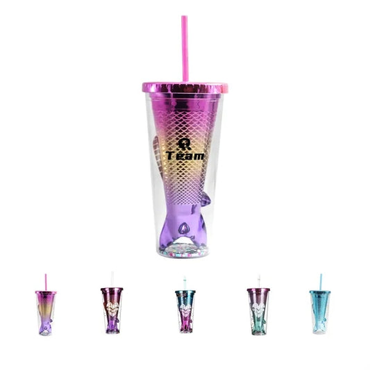 12Oz BPA-Free Mermaid Kid Tumbler with Straw
