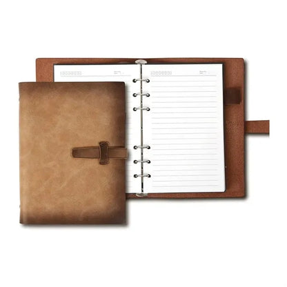 Refillable Leather Binder Notebook with Slots Lined Paper