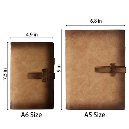 Refillable Leather Binder Notebook with Slots Lined Paper