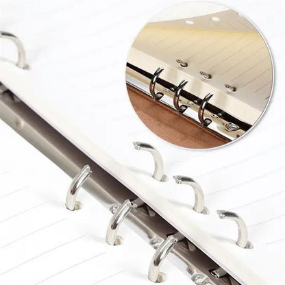 Refillable Leather Binder Notebook with Slots Lined Paper