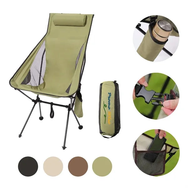 Folding Moon Chair Portable Outdoor with Pockets