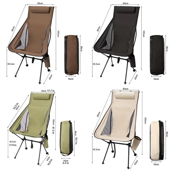 Folding Moon Chair Portable Outdoor with Pockets