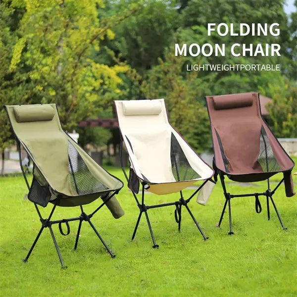 Folding Moon Chair Portable Outdoor with Pockets