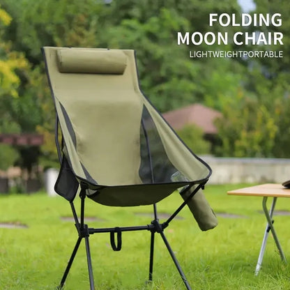 Folding Moon Chair Portable Outdoor with Pockets