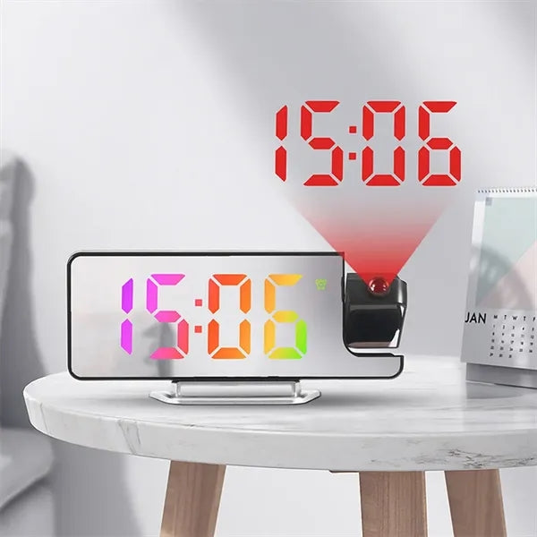 LED Digital Projector Mirror Alarm Clock Temperature