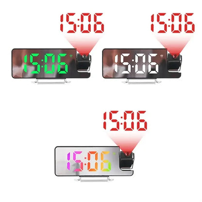 LED Digital Projector Mirror Alarm Clock Temperature