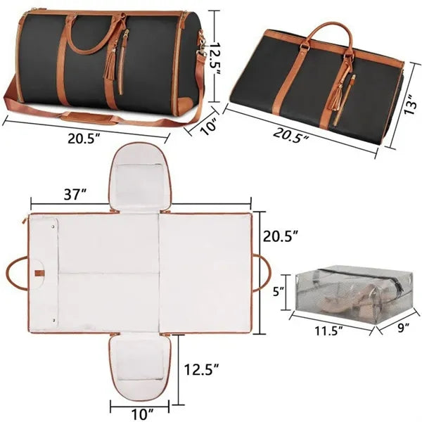 Foldable Leather Travel Duffel Bags with Handle