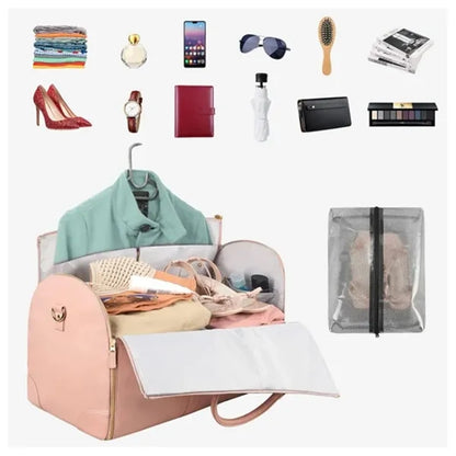 Foldable Leather Travel Duffel Bags with Handle