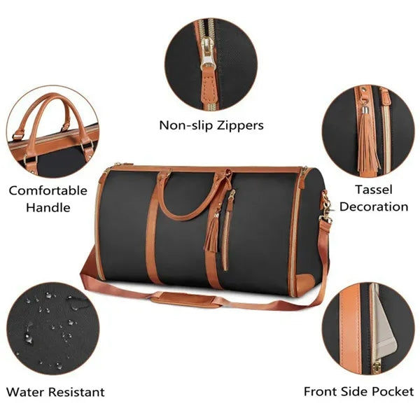 Foldable Leather Travel Duffel Bags with Handle