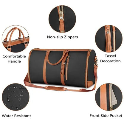 Foldable Leather Travel Duffel Bags with Handle