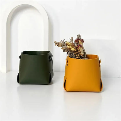Simple Leather Storage Basket