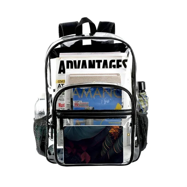 0.4mm Deluxe 17.3" Clear PVC High School Backpack