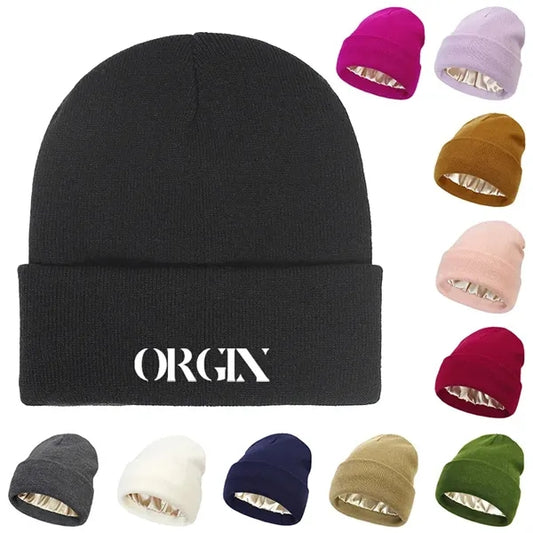Satin Lined Knit Beanie Hat