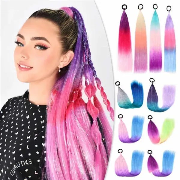 Rainbow Ponytail 24 inch Colored Hair Extensions