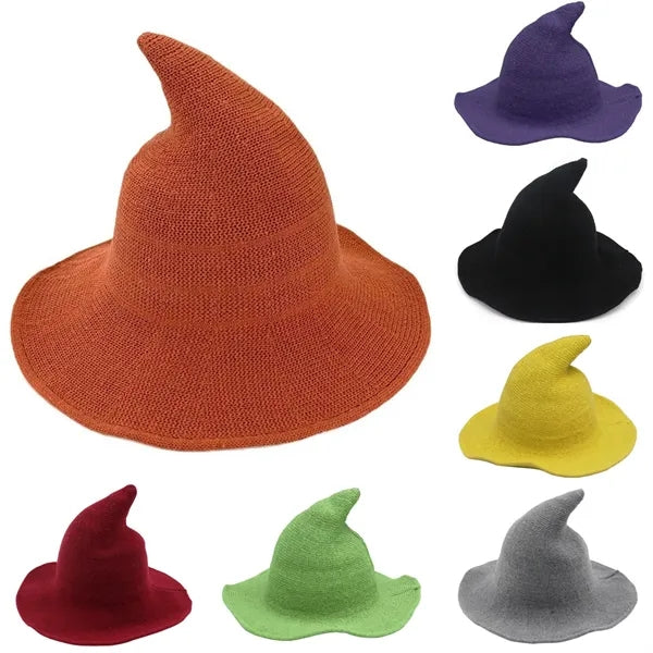 Halloween Knitted Wool Wizard's Peaked Witch Hat