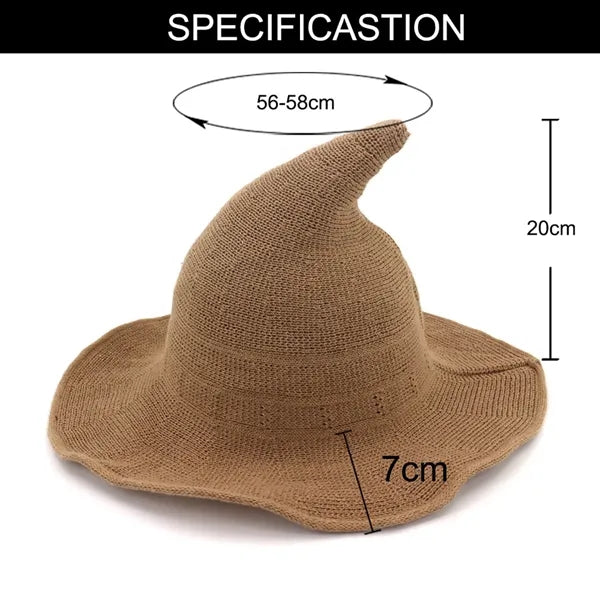 Halloween Knitted Wool Wizard's Peaked Witch Hat
